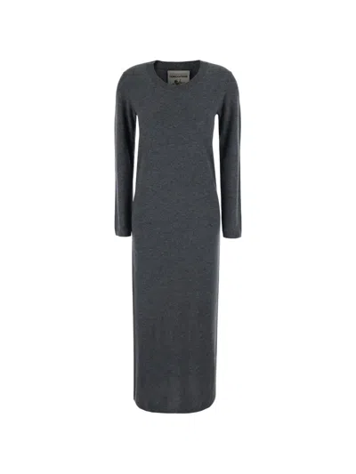 Semicouture Brenda Cable-knit Long-sleeve Midi Dress In Gray