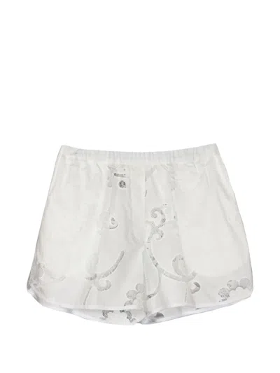 Semicouture Broderie-anglaise Poplin Shorts In White