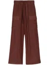 SEMICOUTURE BROWN COTTON-SILK BLEND TROUSERS