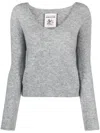 Semicouture Brushed Knitted Top In Grey