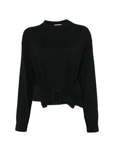 Semicouture Buckle-detail Cropped Sweater In Black