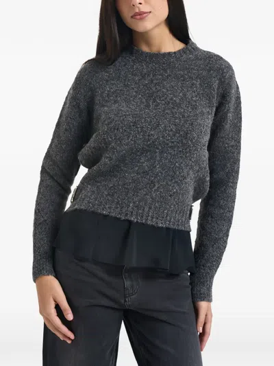 Semicouture Buckle-detail Layered Sweater In Gray