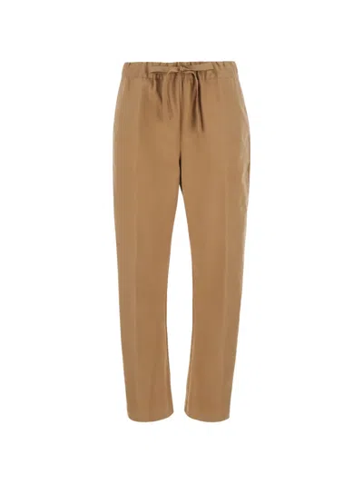 Semicouture Buddy Drawstring Tapered Trousers In Brown