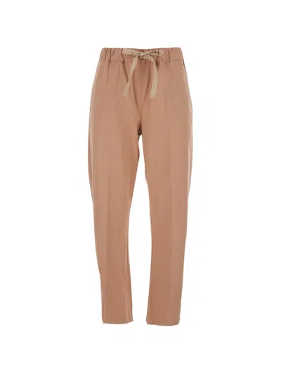 Semicouture Buddy Drawstring Waist Pants In Brown