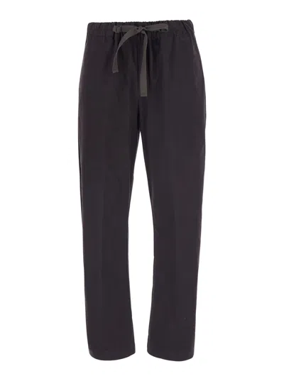Semicouture Buddy Stretch Cotton Pants With Elastic Drawstring Waist In Gray