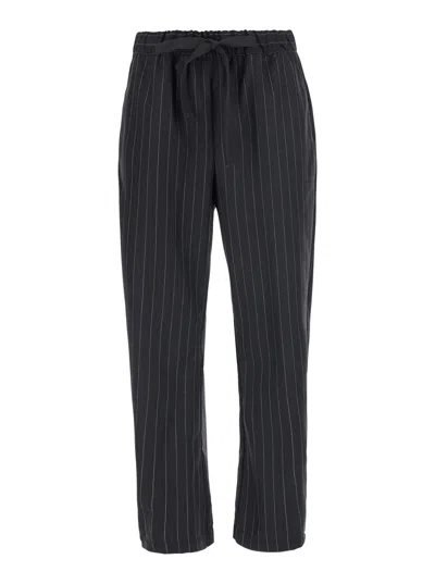 Semicouture Buddy Striped Wool-blend Pants For Women With Elastic Waist In Multi