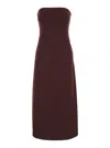 Semicouture Bordeaux Sleeveless Midi Dress With Bustier-style Neckline In Bordeaux