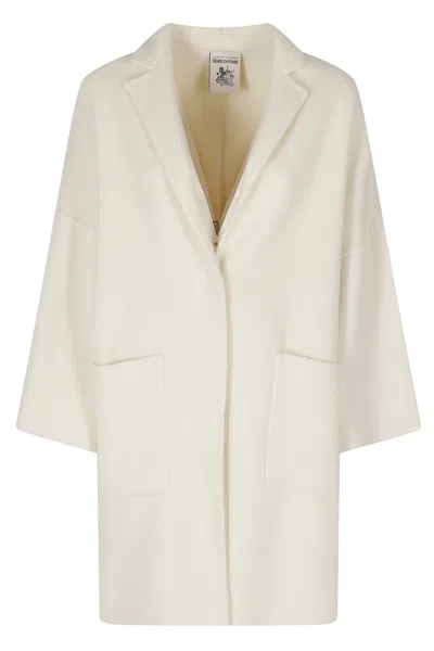 Semicouture Butter Sigmund Boxy Notched Collar Virgin Wool Coat In Neutral
