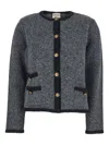 Semicouture Round-neck Long-sleeve Knitted Sweater In Gray
