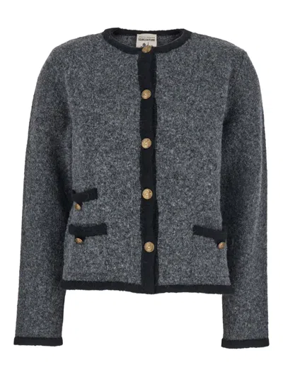 SEMICOUTURE BUTTON-DETAILED POCKET CARDIGAN