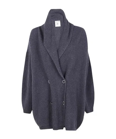 Semicouture Button-down Knitted Coat In Gray