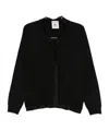 Semicouture Button-up Wool Sweater With Sheen Trim In Black