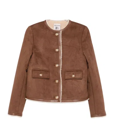 Semicouture Button Long-sleeved Casual Jacket In Brown