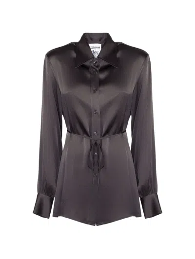 Semicouture Button Tie-belt Shirt In Black