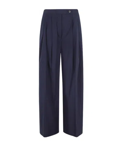 Semicouture Camelia Pleated Trousers In Blue