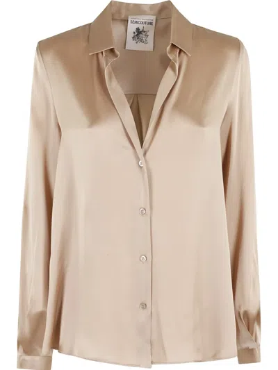 Semicouture Button-up Shirt In Neutrals