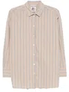 Semicouture Semi Couture Beige Striped Blouse With Intricate Lace Accents