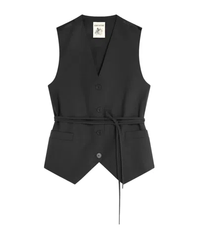 Semicouture Button Vest In Black