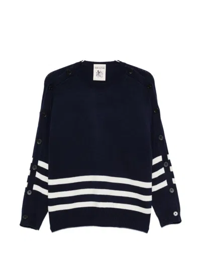Semicouture Zena Wool Striped Crew Neck Jumper In Blue