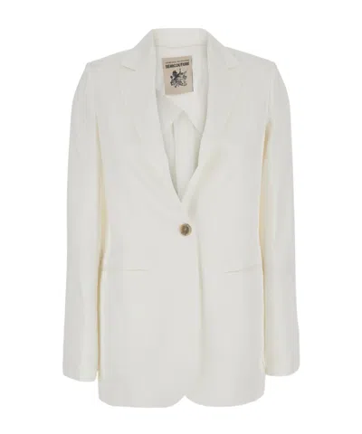 Semicouture Ebony Single-breasted Blazer In White