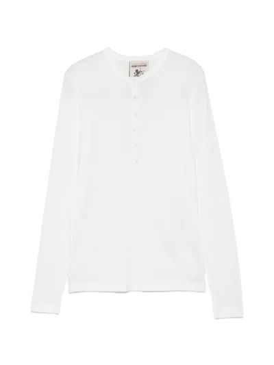 Semicouture Buttoned Long-sleeve T-shirt In White