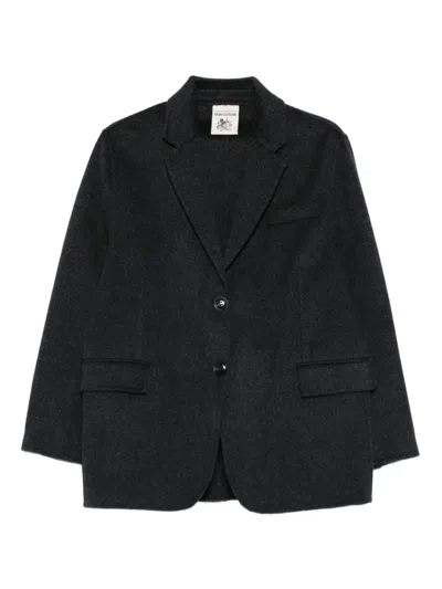 Semicouture Buttoned-up Flap-pocket Blazer In Gray