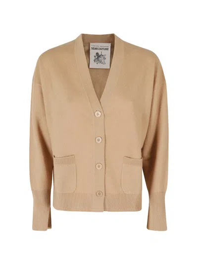 Semicouture Button-up Patch-pocket Cardigan In Neutral