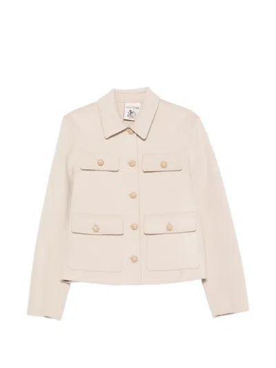 Semicouture Alisa Wool Jacket Long Sleeves Buttons Pockets In Pink