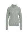 Semicouture Cable-knit Sweater With High Collar In Gray