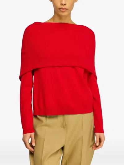 Semicouture Cadence Boat-neck Sweater In Red