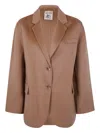 Semicouture Notched Lapel Single Breasted Flap Pocket Jacket In Brown