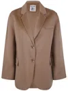 Semicouture Notched Lapel Single Breasted Flap Pocket Jacket In Brown