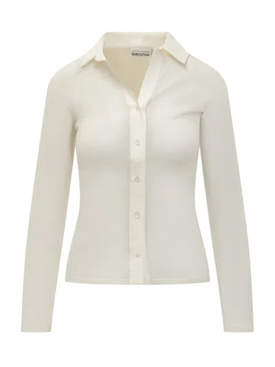Semicouture Cardigan In Wool-blend Knit In Bianco Zuchhero