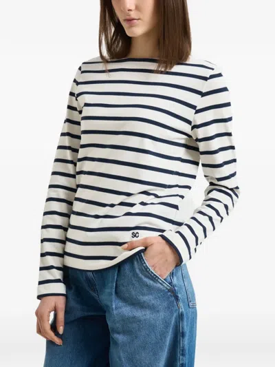 Semicouture Carmelita Striped Long-sleeve Top In Blue