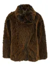 Semicouture Carol Faux-fur Jacket In Brown