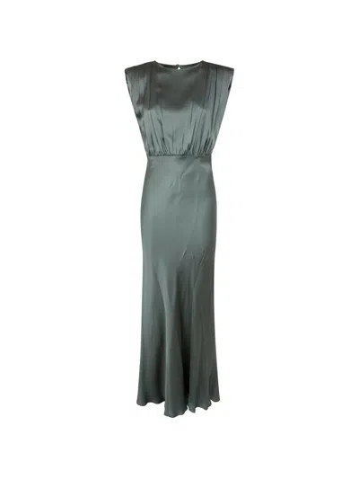 Semicouture Casilda Pleated-bodice Sleeveless Maxi Dress In Green