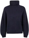 Semicouture Turtleneck Long-sleeved Sweater In Blue