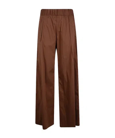 Semicouture Jhonny Pleated Wide-leg Trousers In Brown