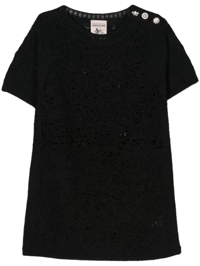 Semicouture Celestina Cotton Short Dress In Black
