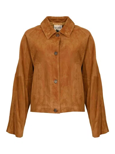 Semicouture Violetta Suede Jacket In Brown