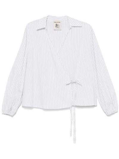 SEMICOUTURE SEMICOUTURE CHARLENE WRAP STRIPED BLOUSE