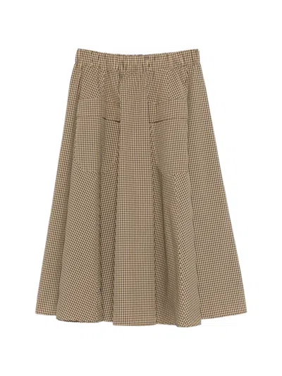 Semicouture Check-pattern Skirt In Brown