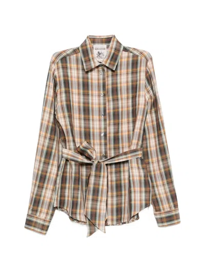 Semicouture Checked Belted Shirt In Multi