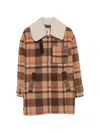 Semicouture Checkered Coat In Brown