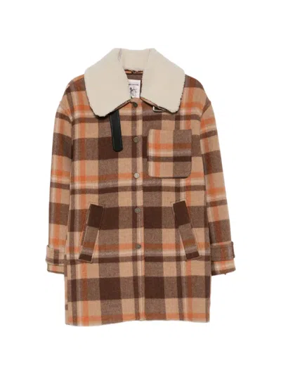 Semicouture Checked Coat In Brown
