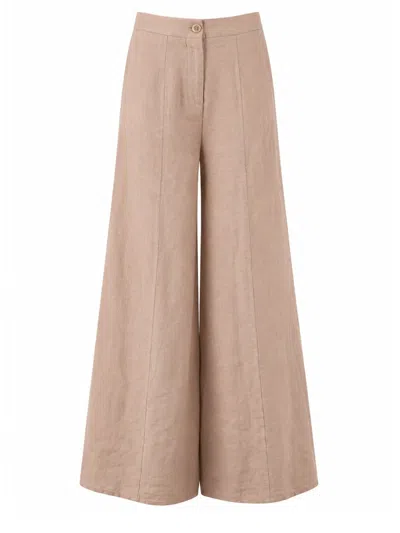 Semicouture Chic Linen Trousers For Women In Pink