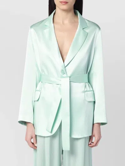 SEMICOUTURE CHRISTIANA BELTED SATIN NOTCHED FLAP JACKET