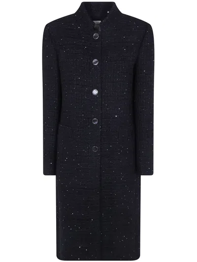 Semicouture Phillis Sequin-embellished Single-breasted Coat In Black