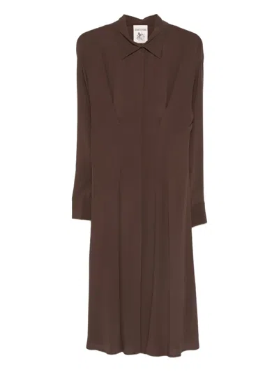 Semicouture Clement Collared Midi Dress In Brown