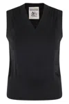 Semicouture Semi Couture Clizia Fitted Black Cotton Knit Gilet In Black